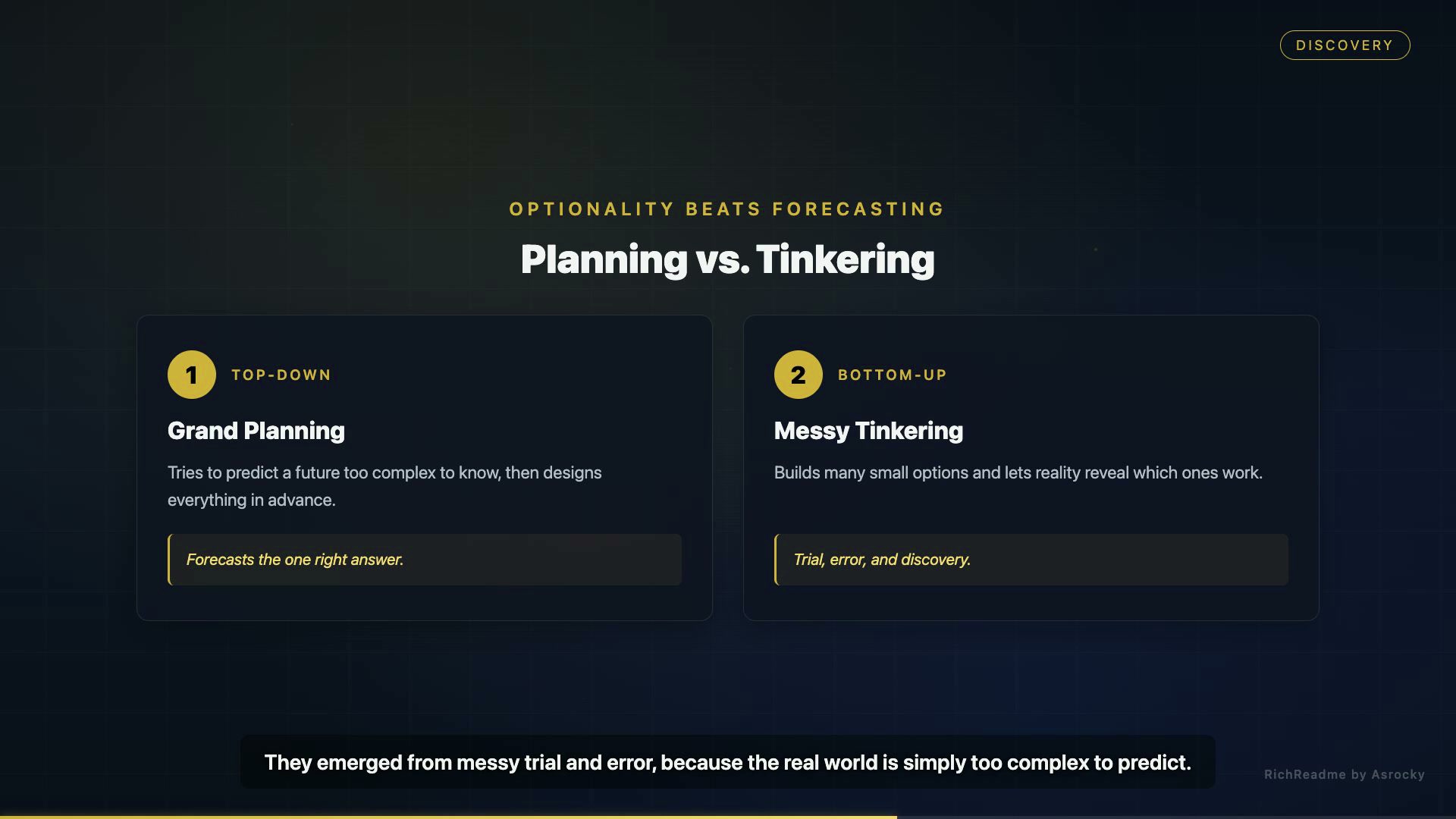 Planning vs. Tinkering