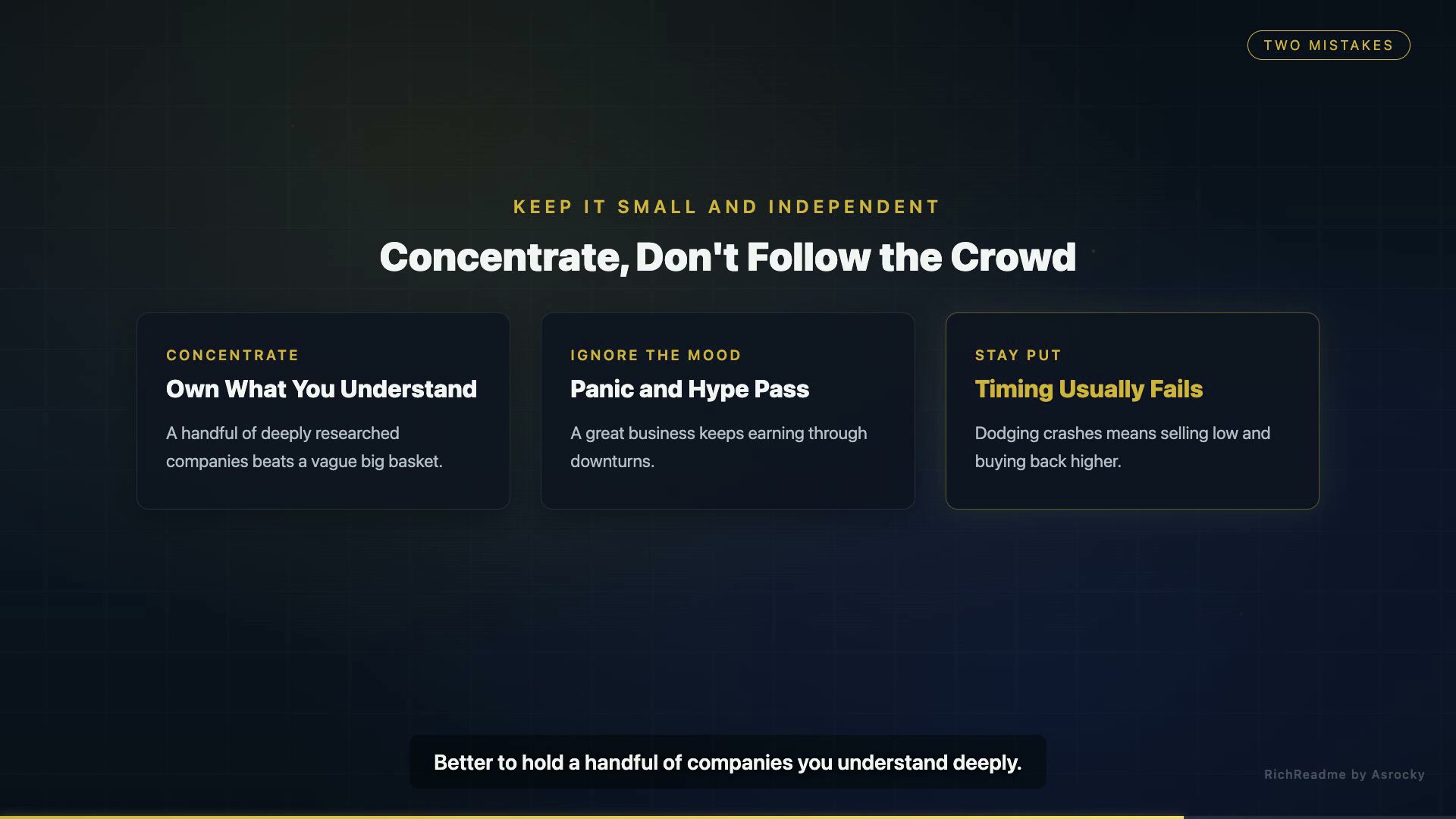 Concentrate, Don't Follow the Crowd