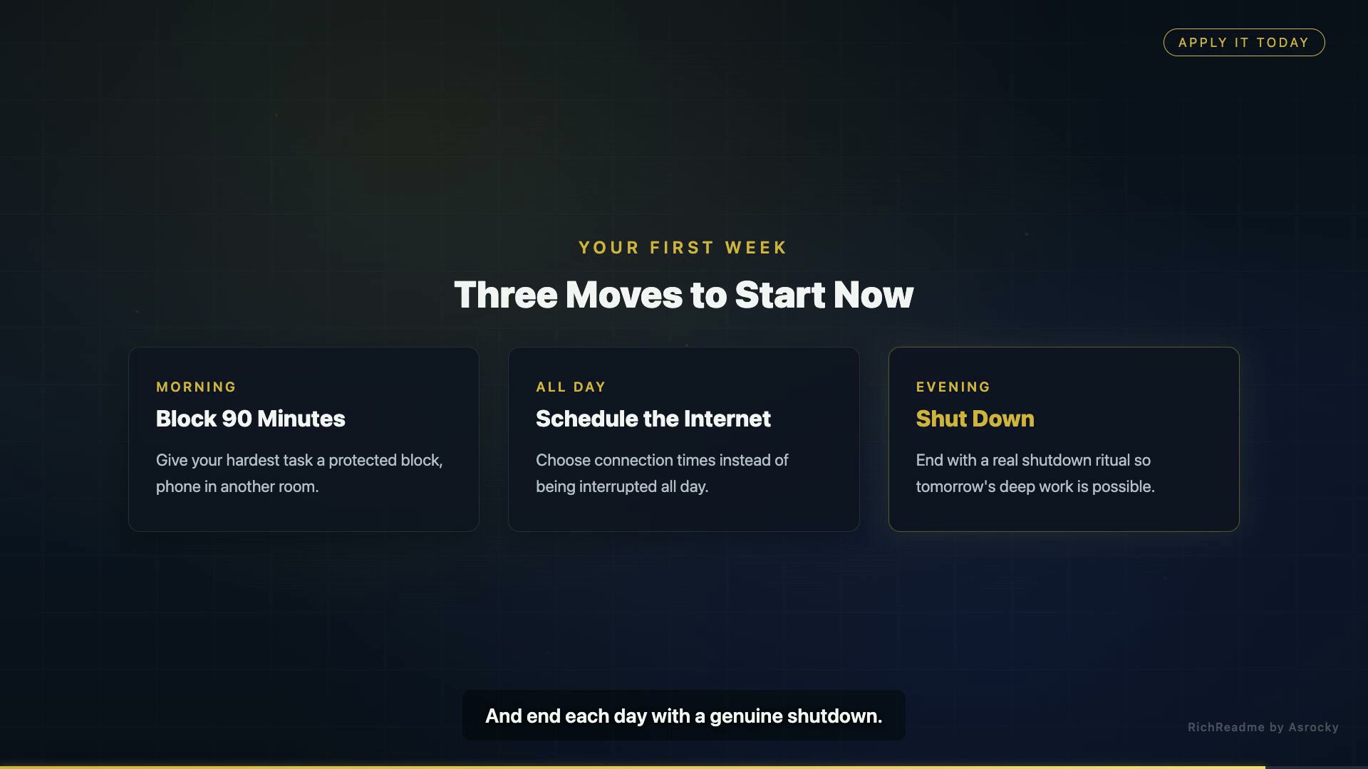 Three Moves to Start Now