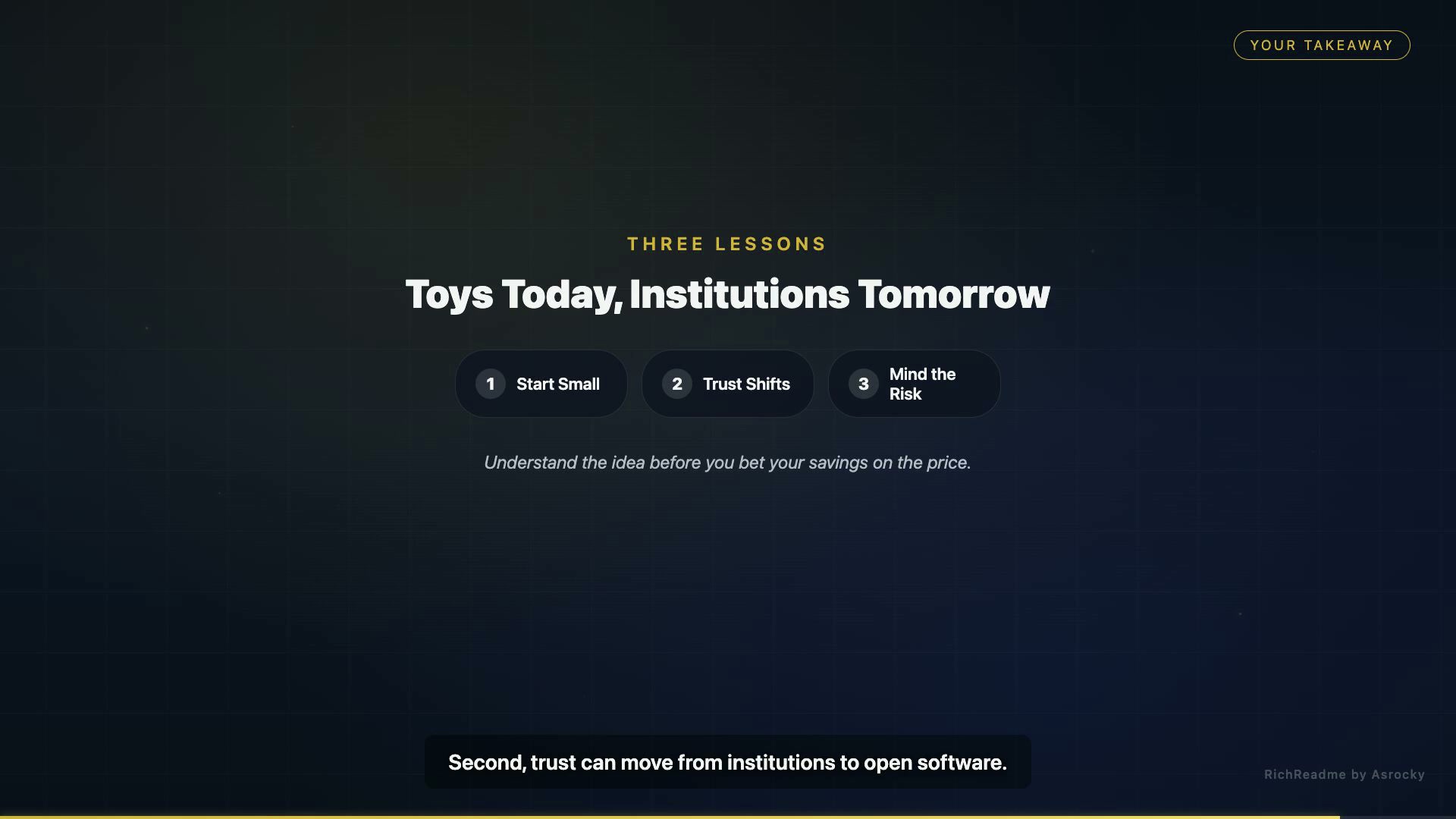 Toys Today, Institutions Tomorrow