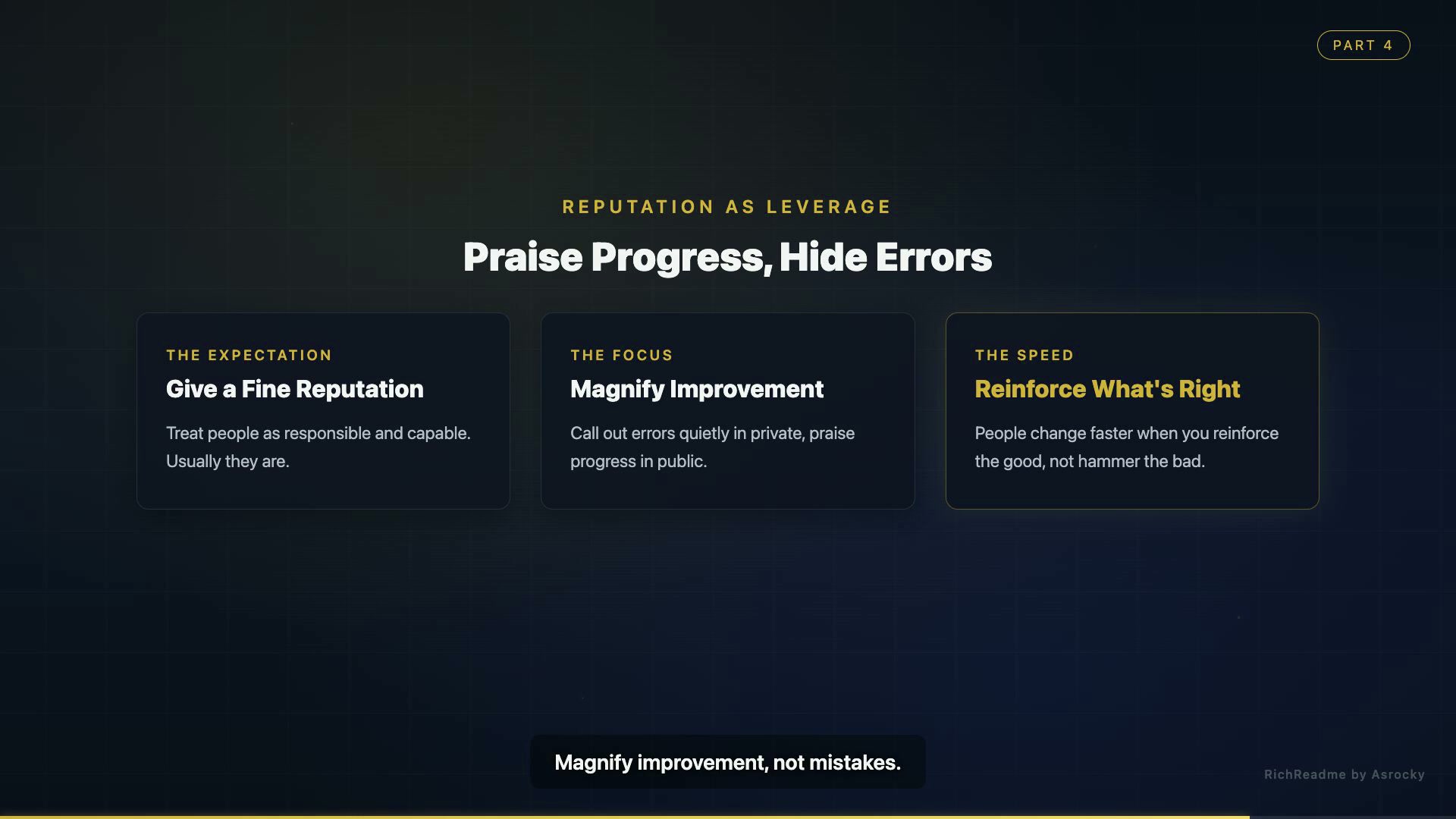 Praise Progress, Hide Errors