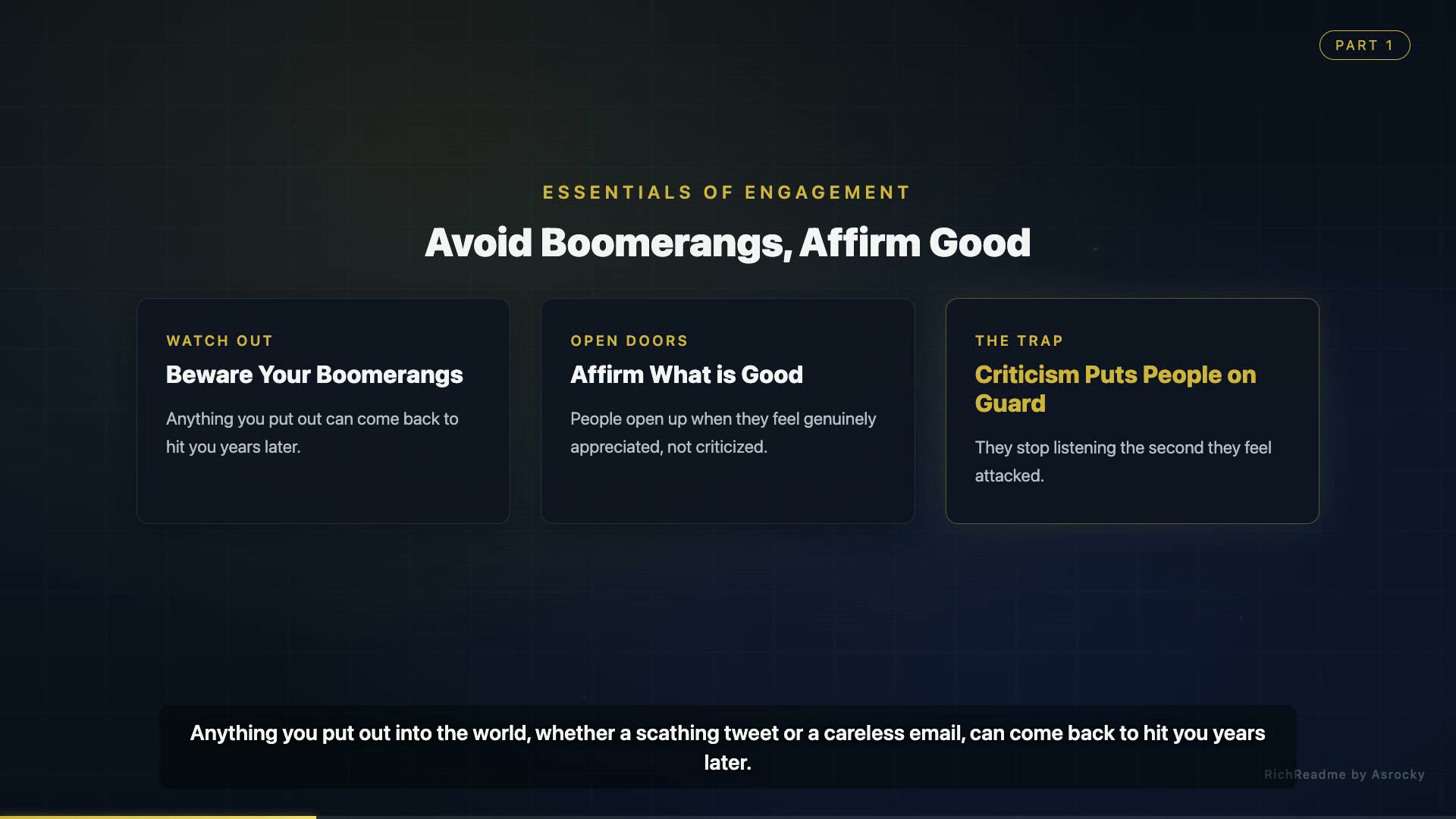 Avoid Boomerangs, Affirm Good