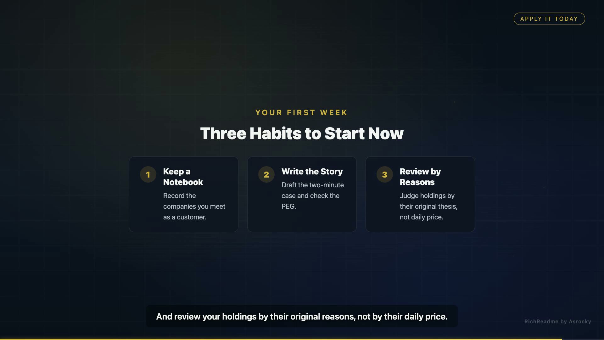 Three Habits to Start Now