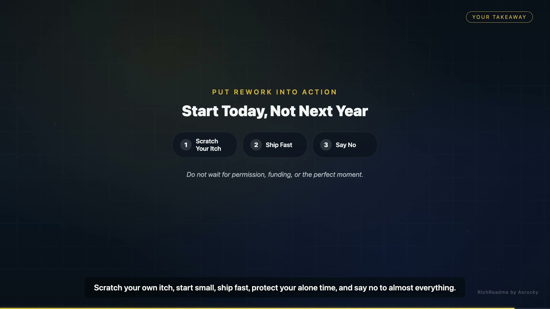 Start Today, Not Next Year