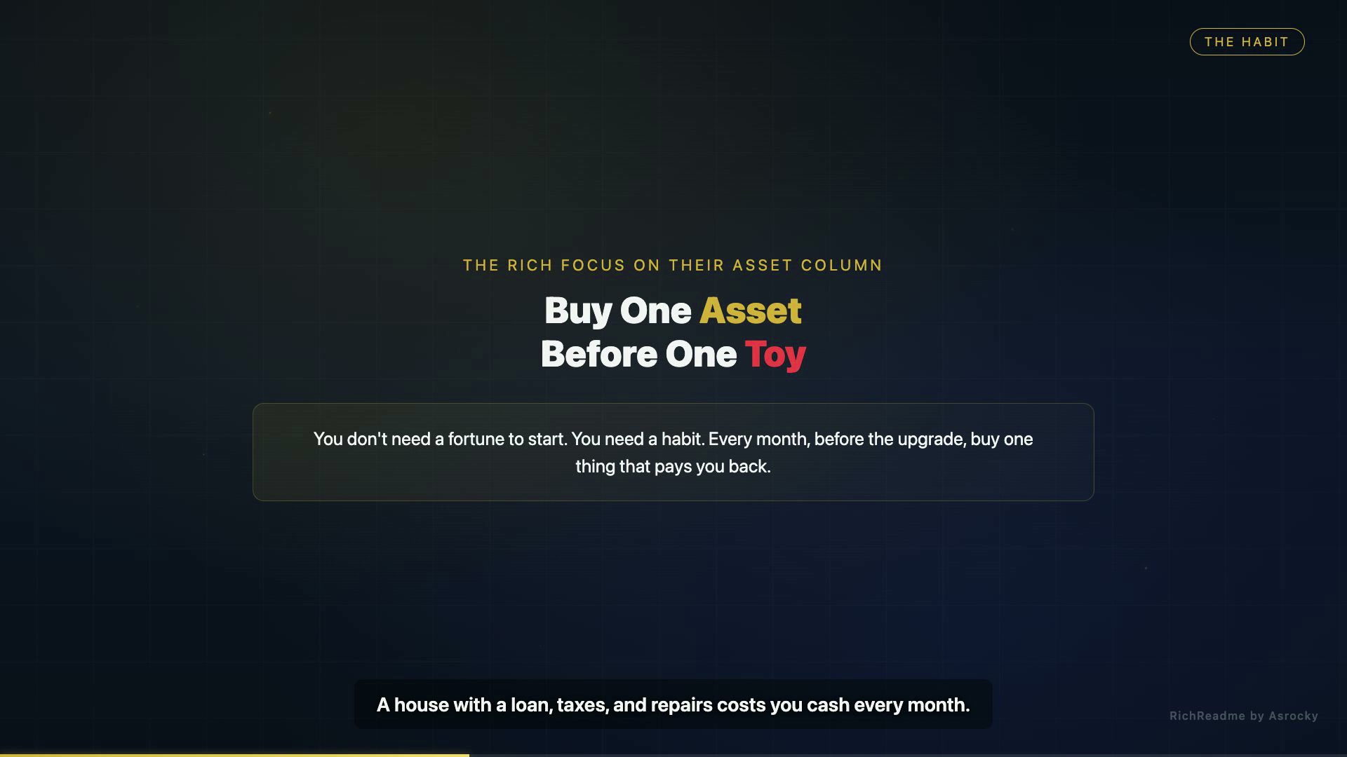 The habit: buy one asset before you buy one toy every month