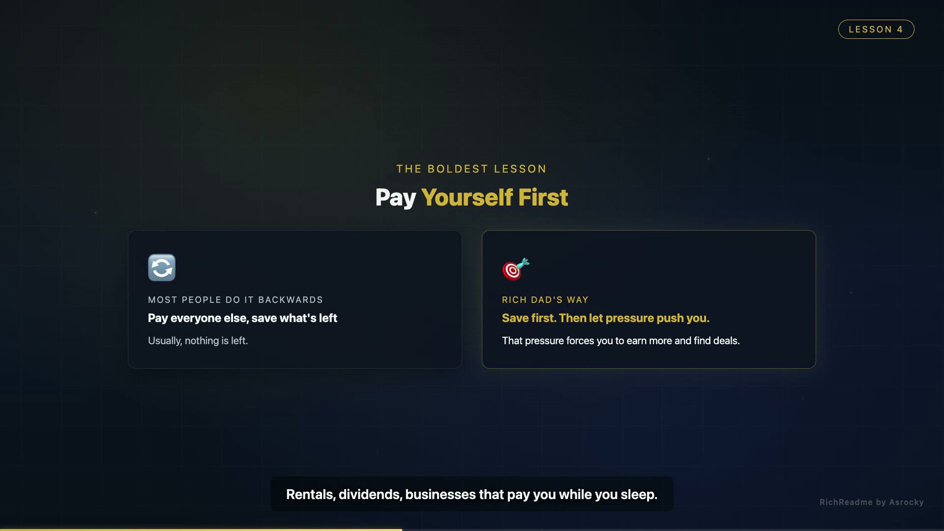 Lesson 4: pay yourself first, let the pressure make you resourceful