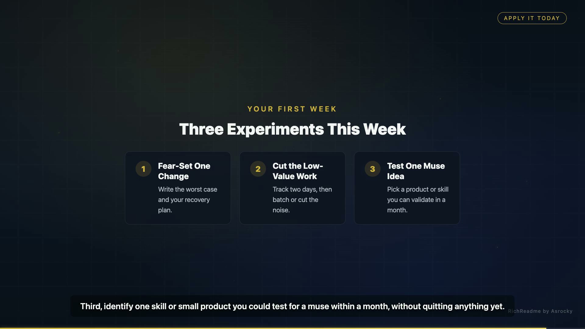 Three Experiments This Week