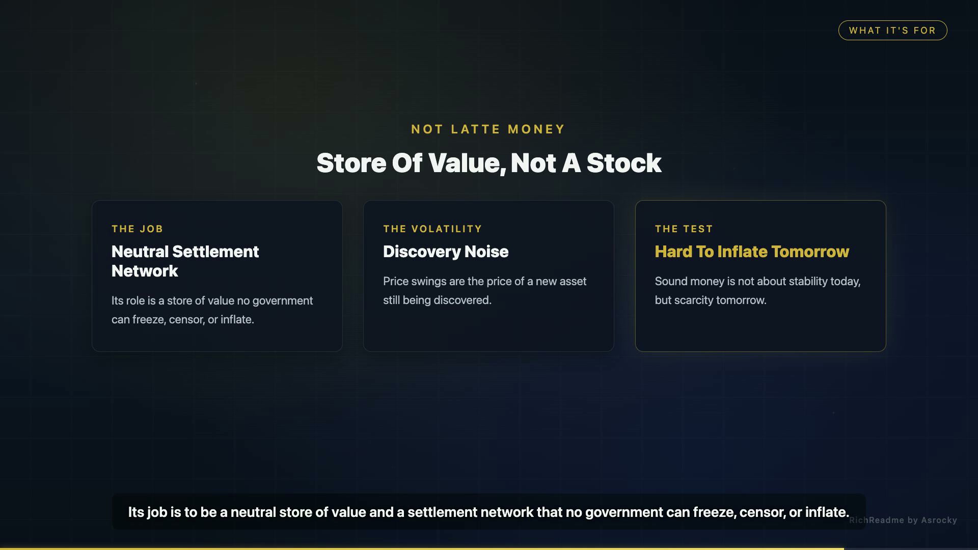 Store Of Value, Not A Stock