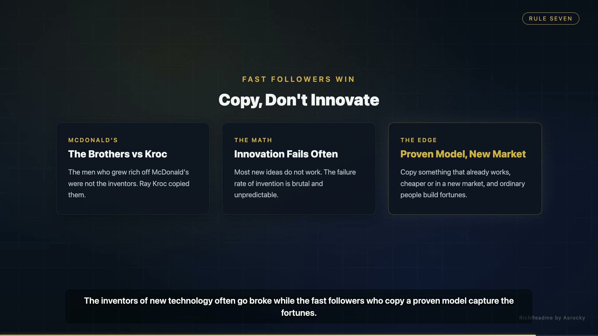 Copy, Don't Innovate