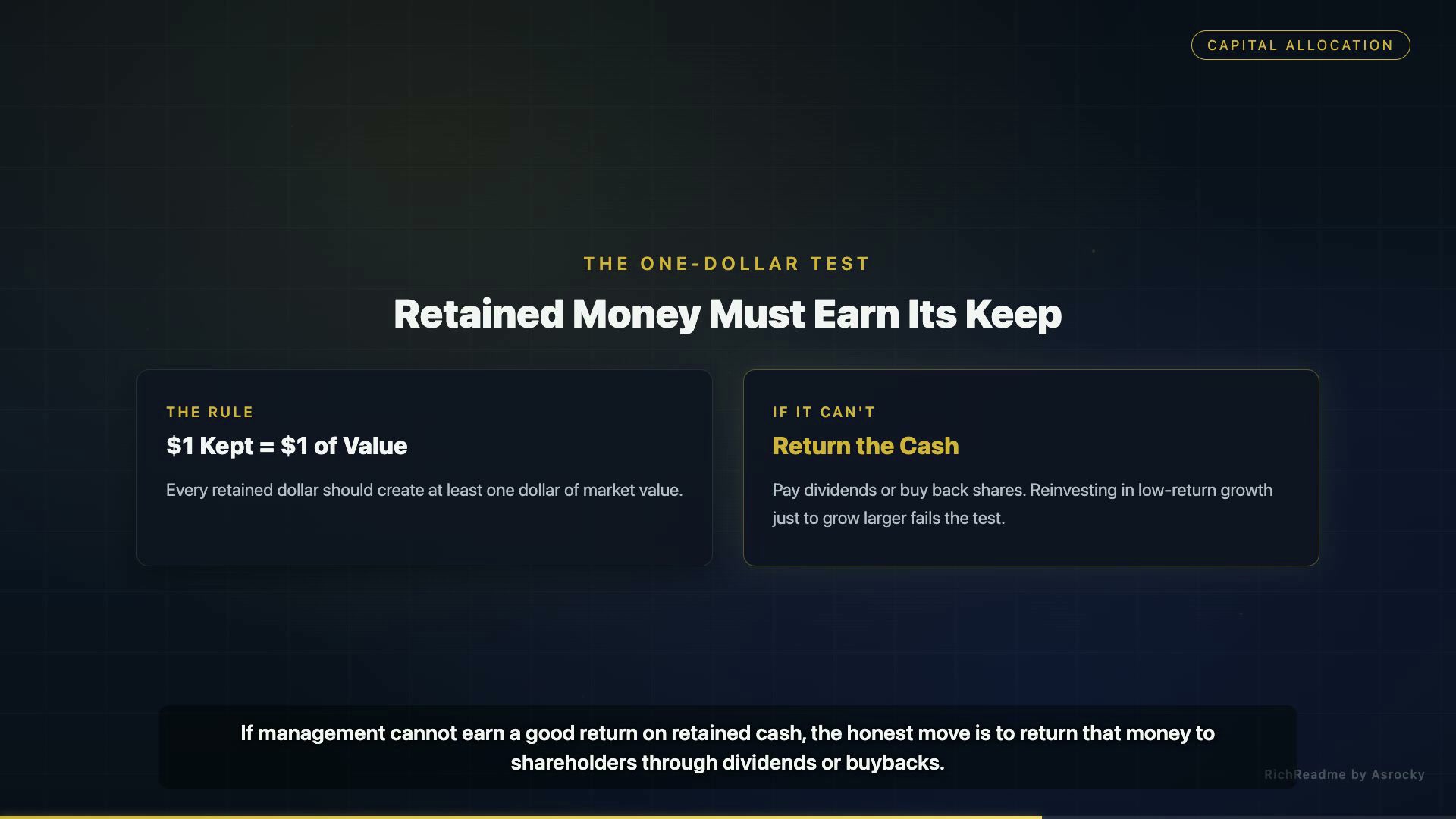 Retained Money Must Earn Its Keep