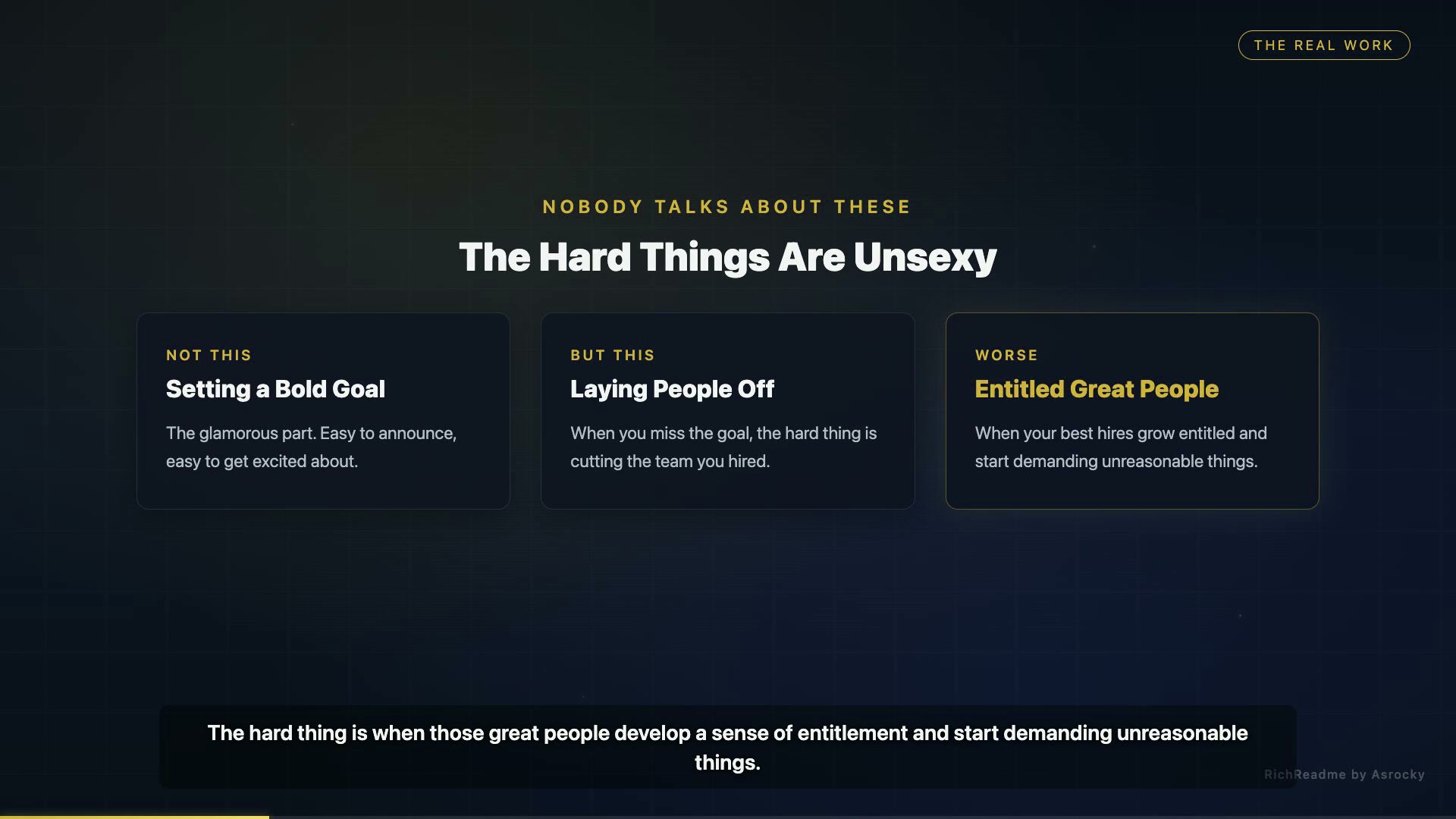 The Hard Things Are Unsexy
