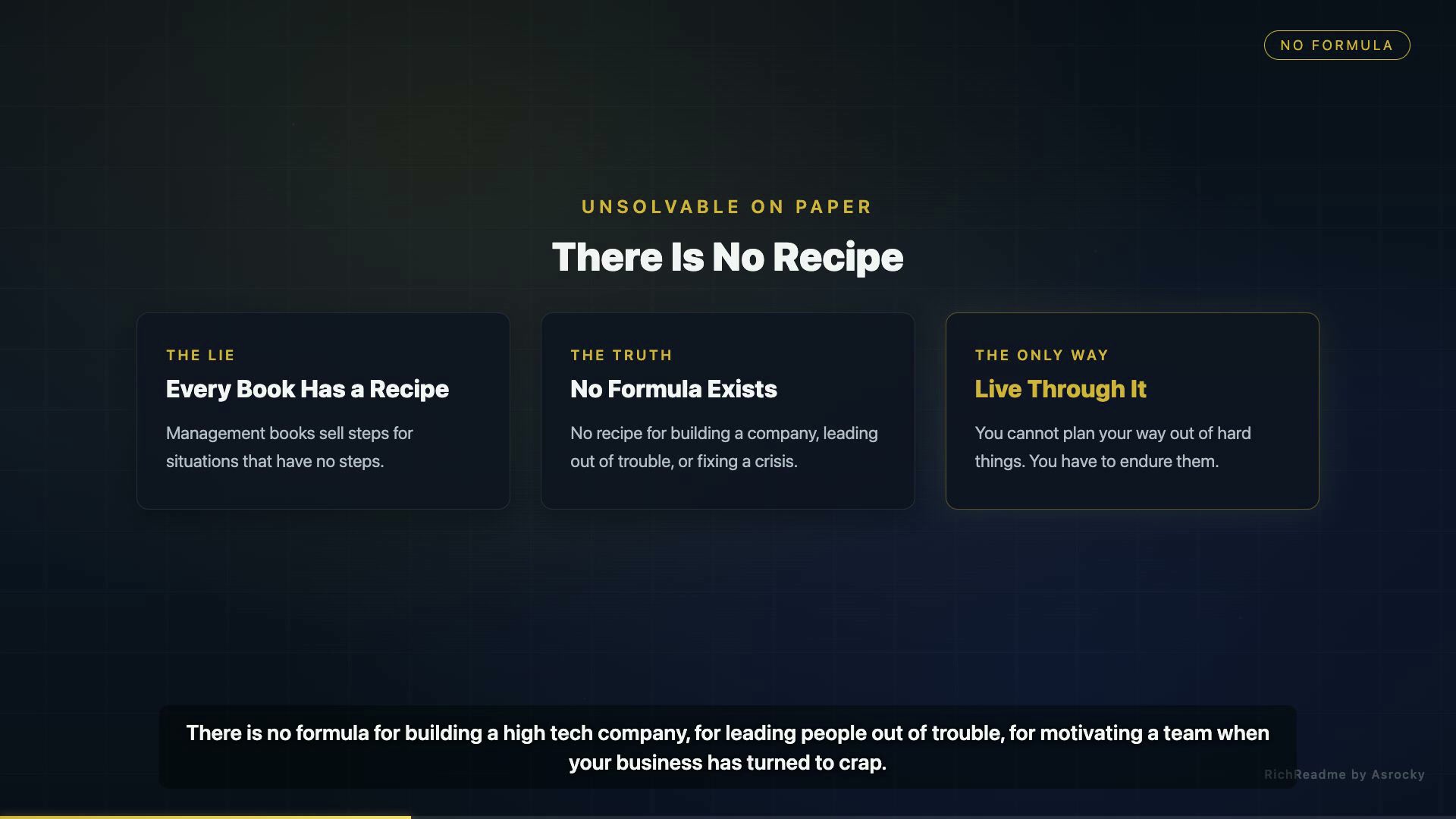 There Is No Recipe