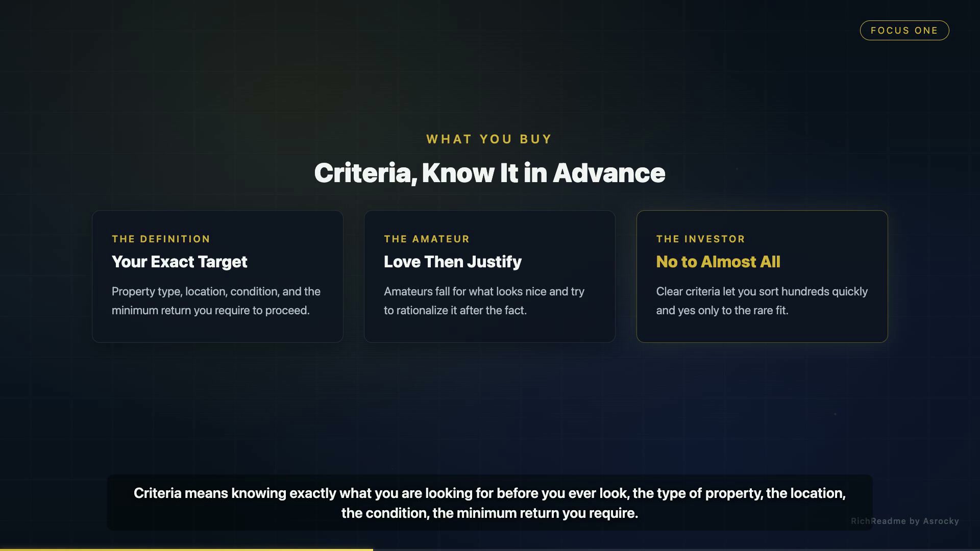Criteria, Know It in Advance