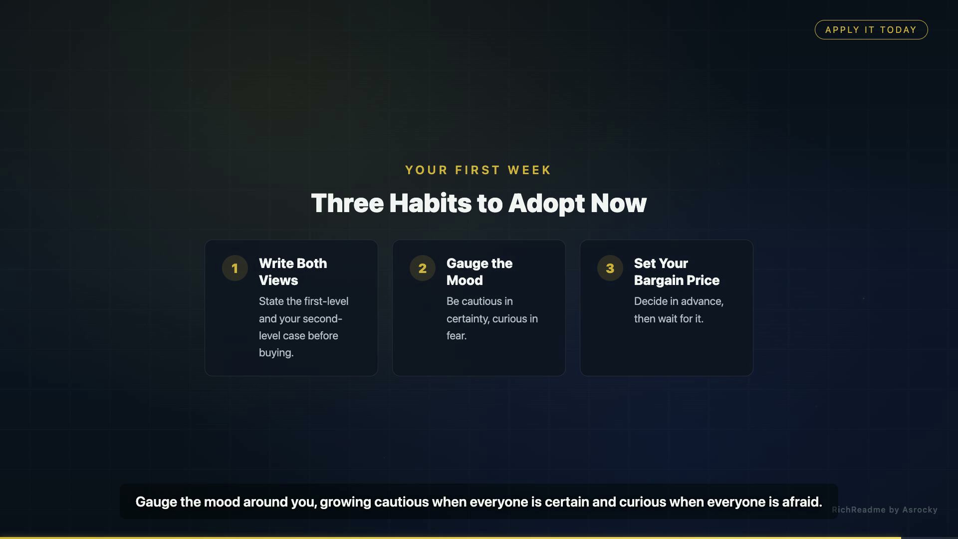 Three Habits to Adopt Now