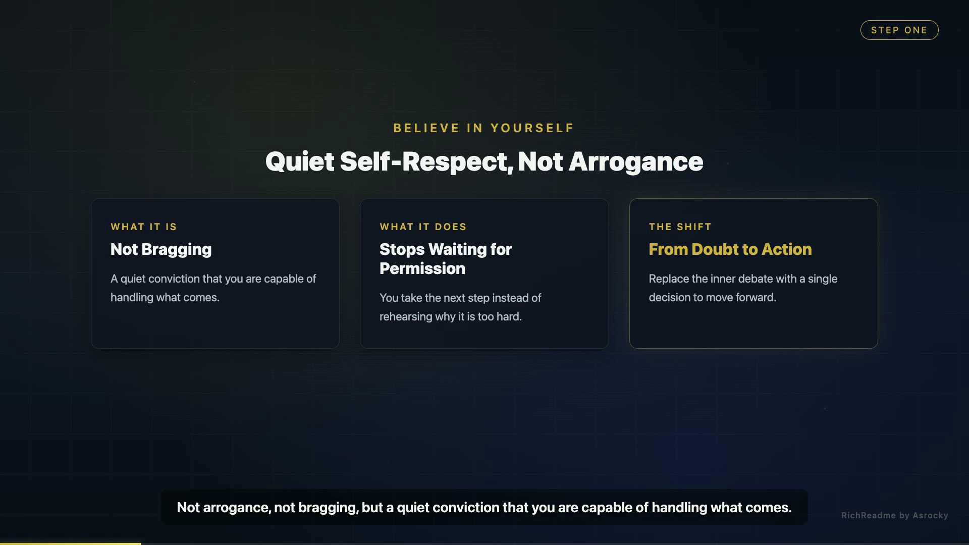 Quiet Self-Respect, Not Arrogance