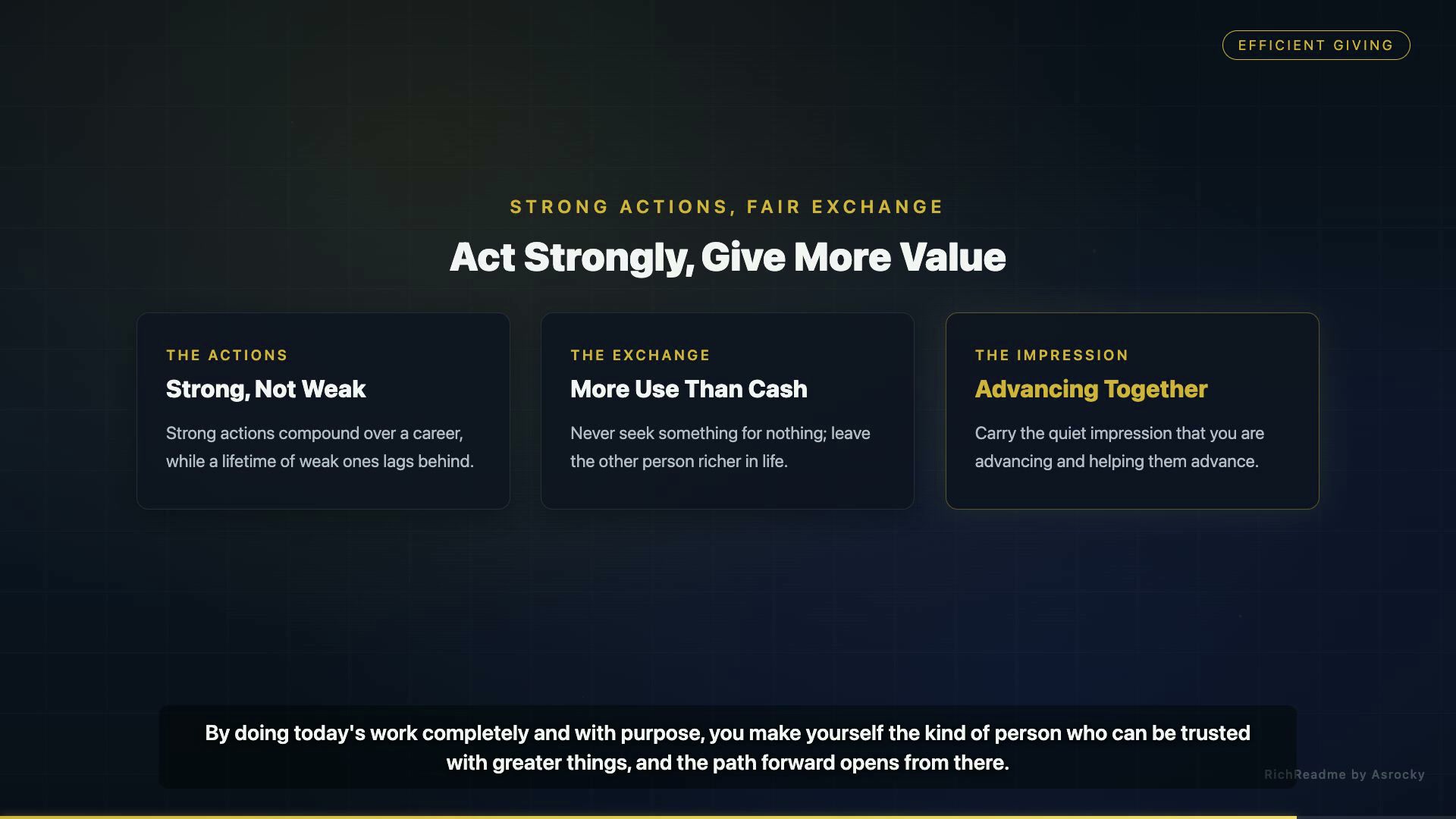 Act Strongly, Give More Value