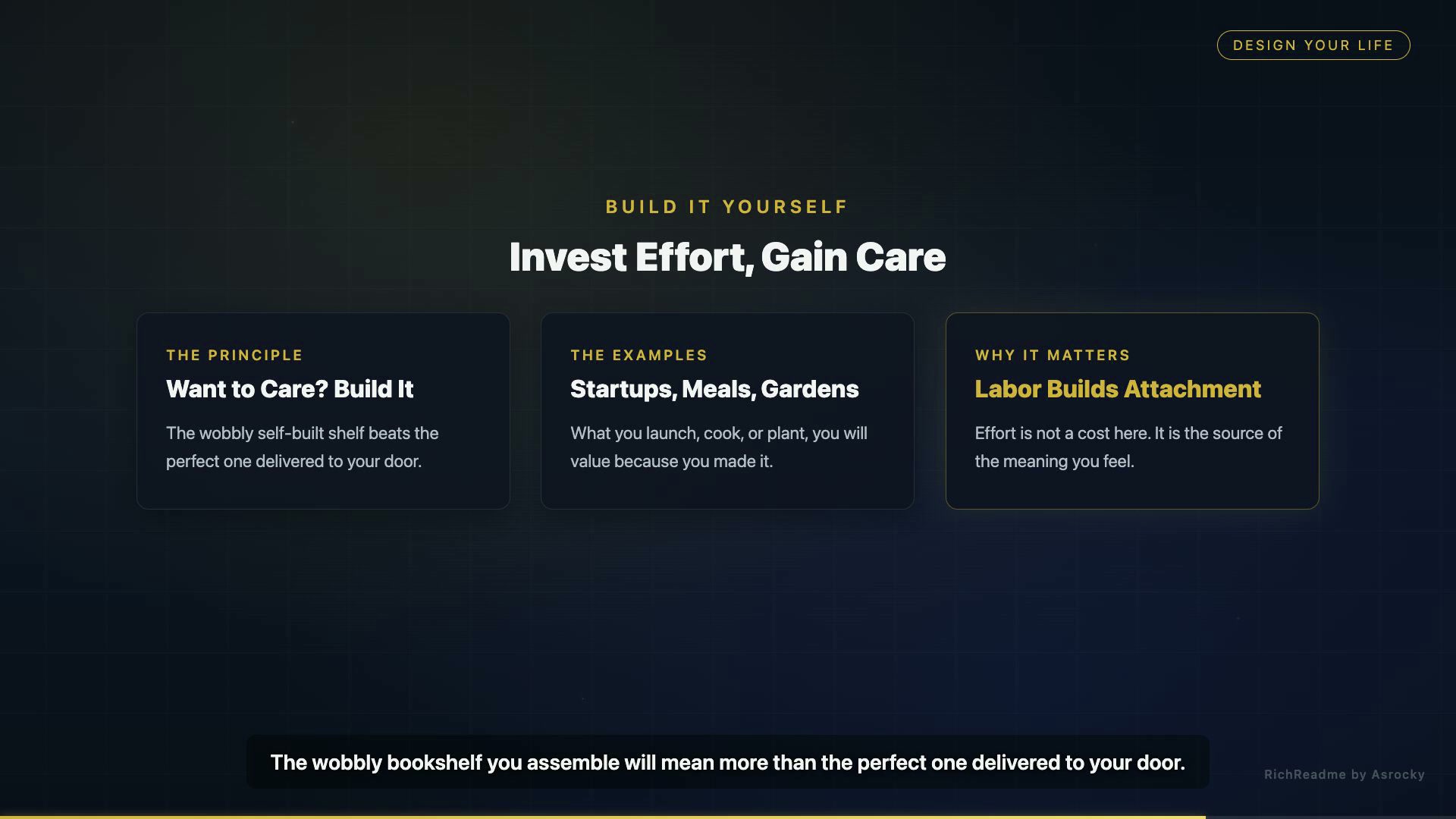 Invest Effort, Gain Care