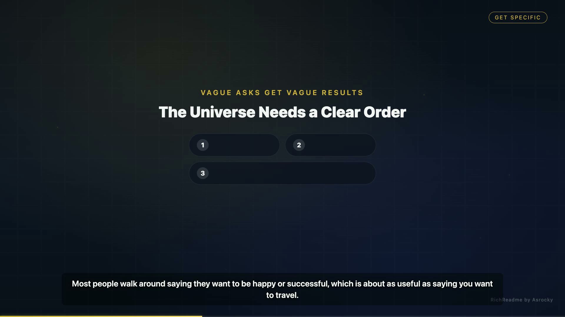 The Universe Needs a Clear Order